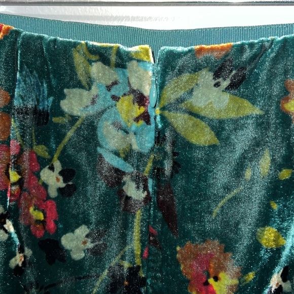 Ann Taylor LOFT size 4 floral print velvet mini skirt zips in back lined fall - Picture 5 of 12